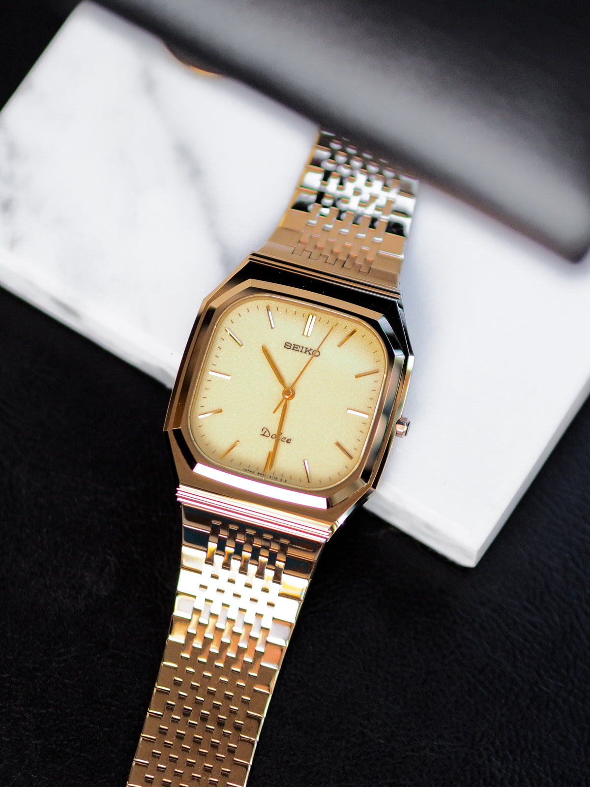 Seiko Dolce 8N41-5120 Tungsten Carbide Octagon Case Champagne Dial