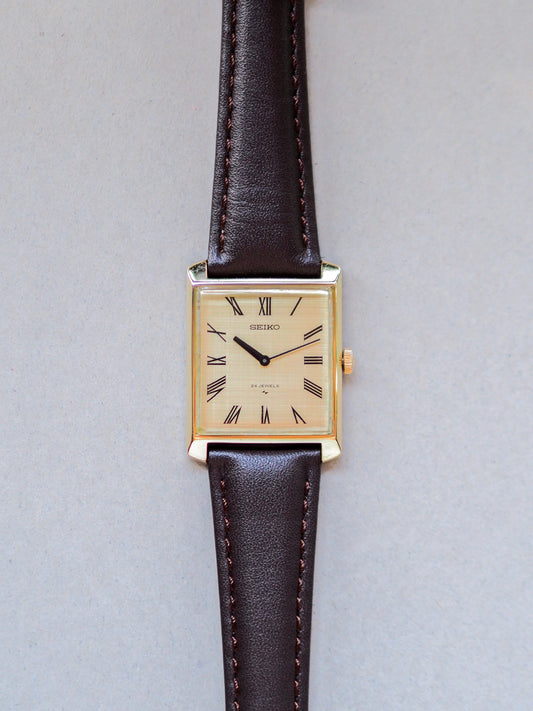 Seiko Chariot Tank 2559-3031 Hi-Beat Cap Gold Champagne Roman Linen Dial