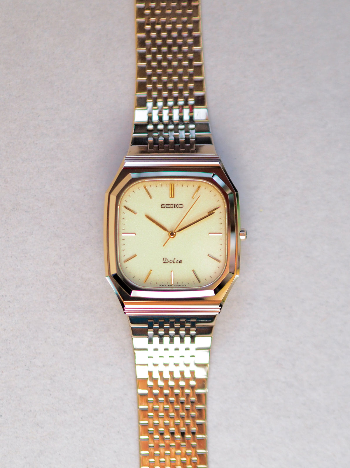 Seiko Dolce 8N41-5120 Tungsten Carbide Octagon Case Champagne Dial
