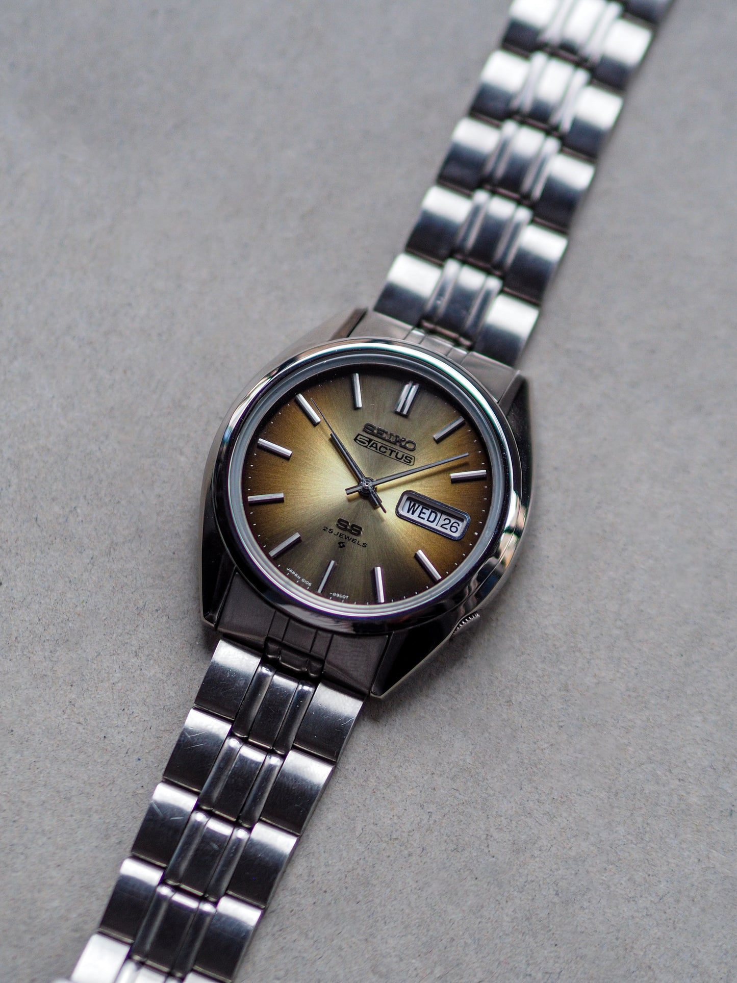 Seiko 5 Actus SS 6106-8670 JDM Brown Sunburst Dial