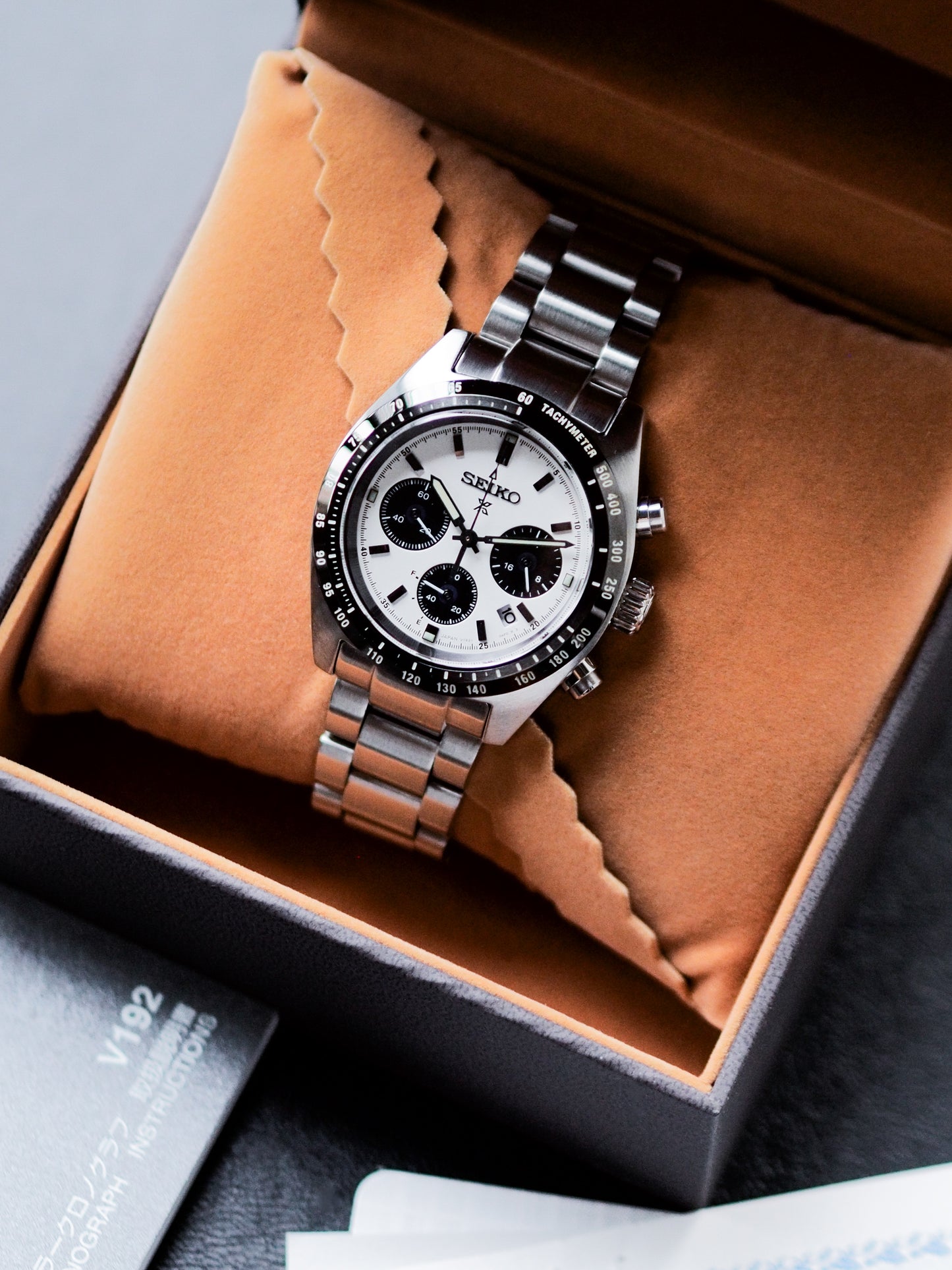 Seiko Prospex SBDL085 V192-0AF0 Chronograph Solar Quartz White Panda Dial