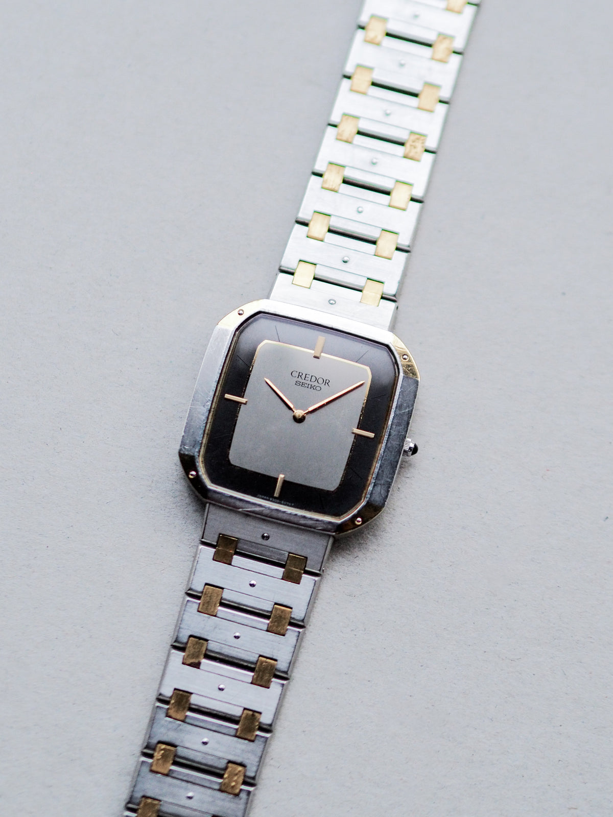 Credor Seiko 9300-5040 Tank Two Tone Gray Dial