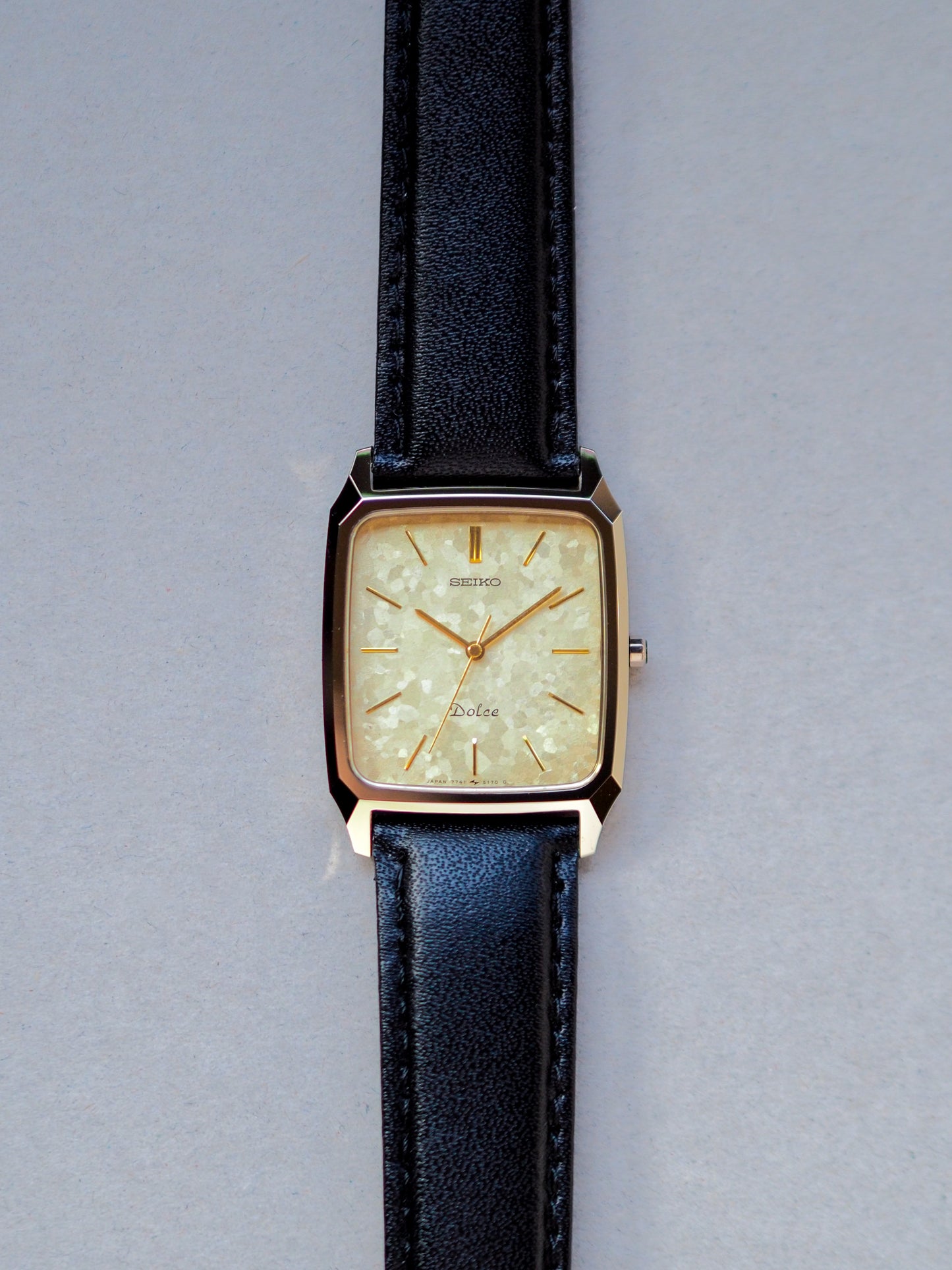 Seiko Dolce 7741-5140 Tank Ceramics Gold Flake Dial
