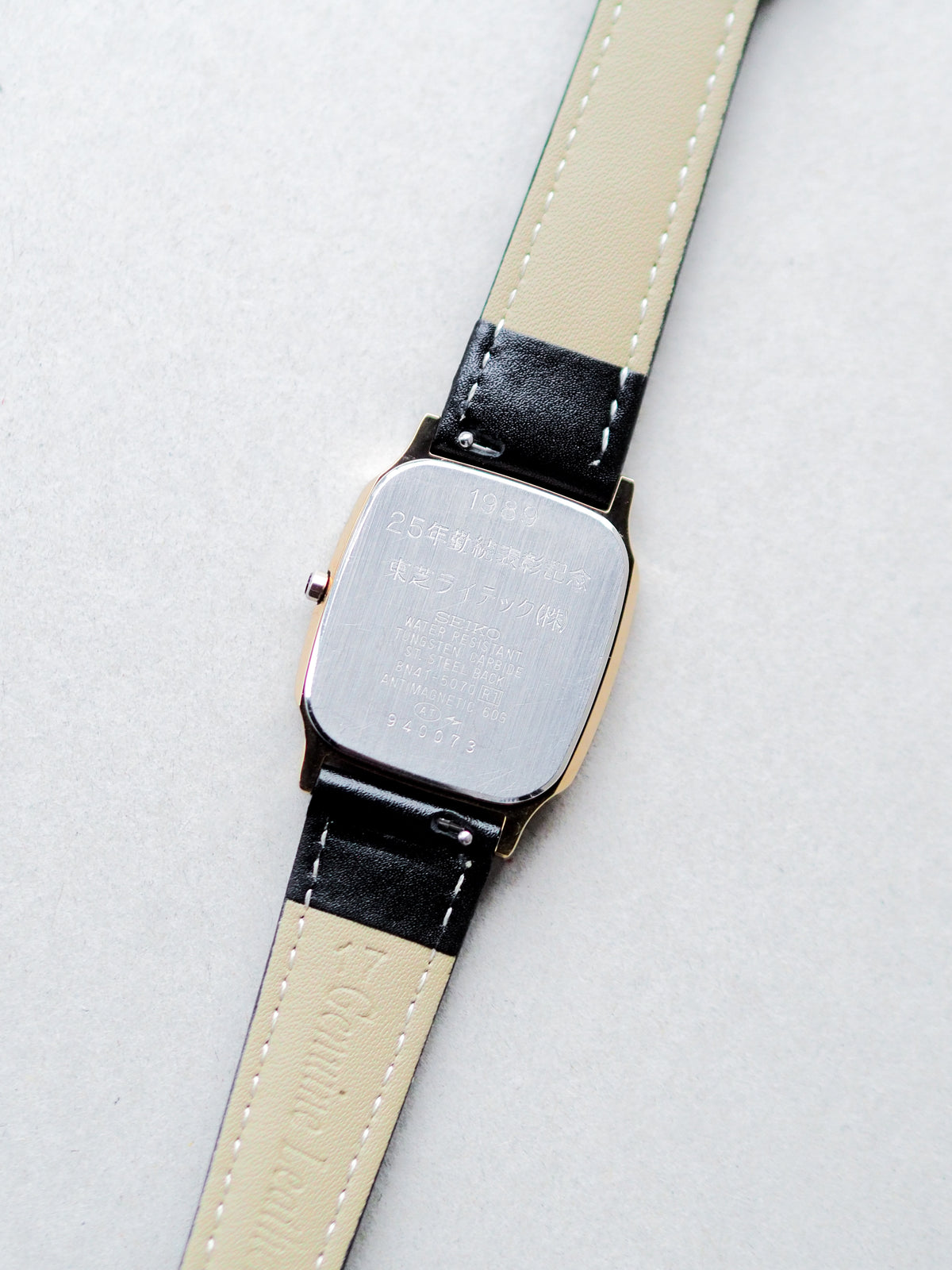 Seiko Dolce 8N41-5070 Tank Tungsten Carbide Gold Brushed Dial