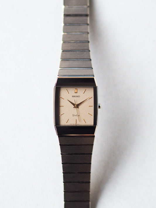 Seiko Dolce 9531-5060 Tank Tungsten Carbide Brown Sand Textured Dial