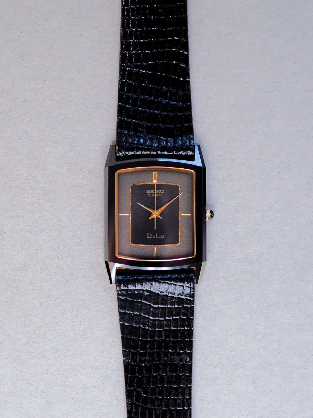 Seiko Dolce 9521-5200 Tank Ceramic Black Gray Dial