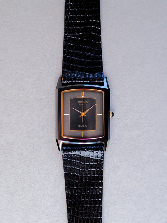Seiko Dolce 9521-5200 Tank Ceramic Black Gray Dial