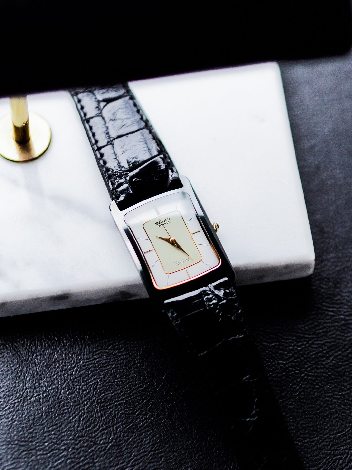 Seiko Dolce 7321-549A Rare cadran bicolore en céramique noire blanc ivoire