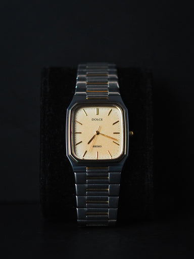 Seiko Dolce 8N41-5140 Tank Tungsten Carbide Creamy Sand Textured Dial