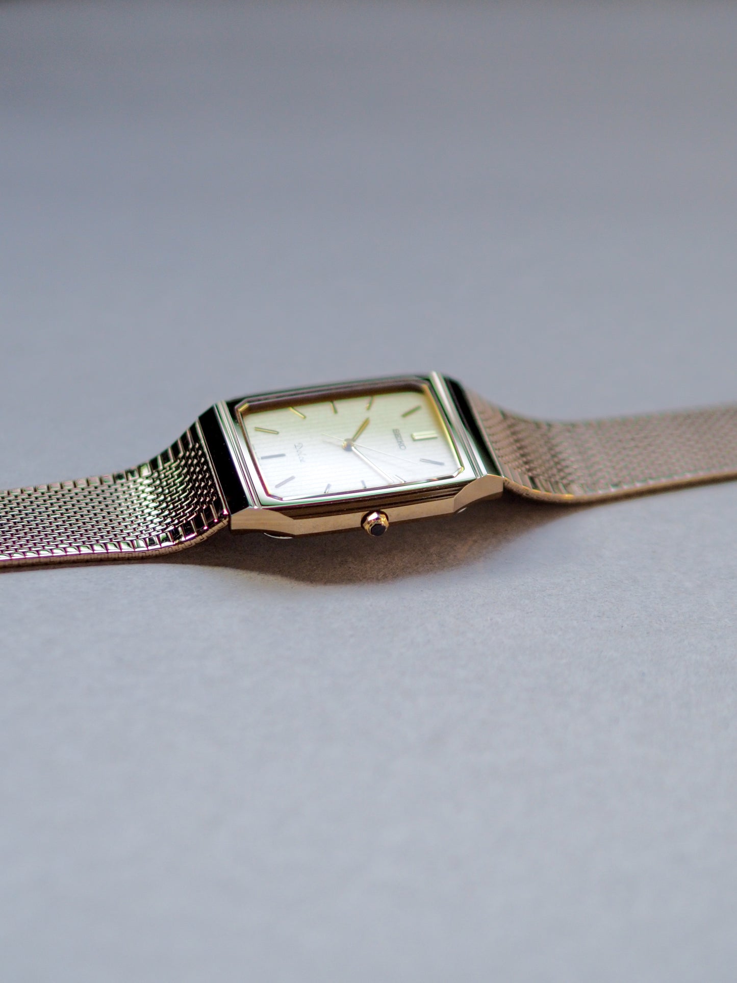 Seiko Dolce 9531-5160 Tank Tungsten Carbide Champagne Pinstripe Dial