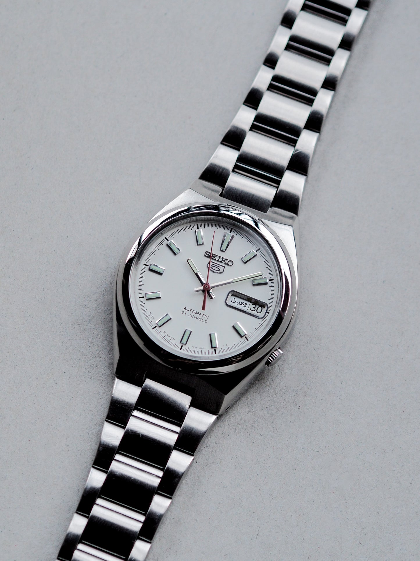 Seiko 5 Japan 7S26-02S0 Arabic Date White Dial