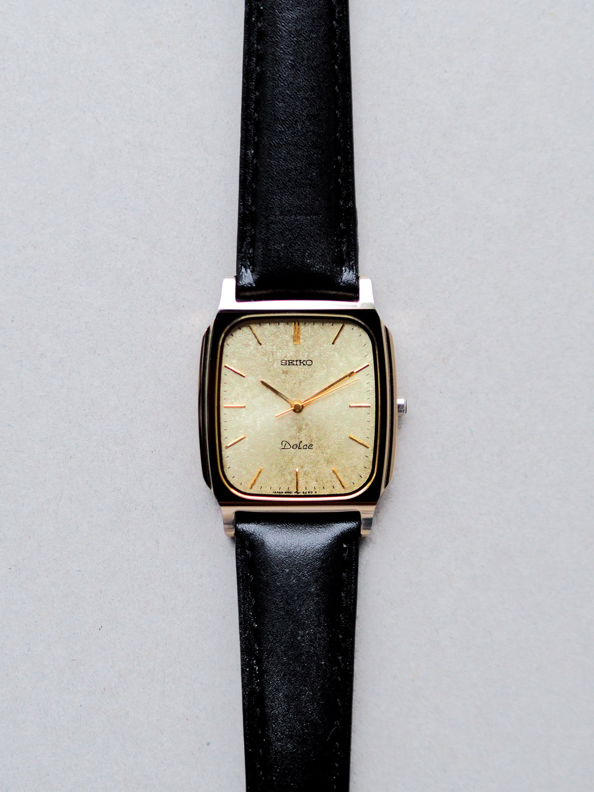 Seiko Dolce 8N41-5070 Tank Tungsten Carbide Gold Brushed Dial